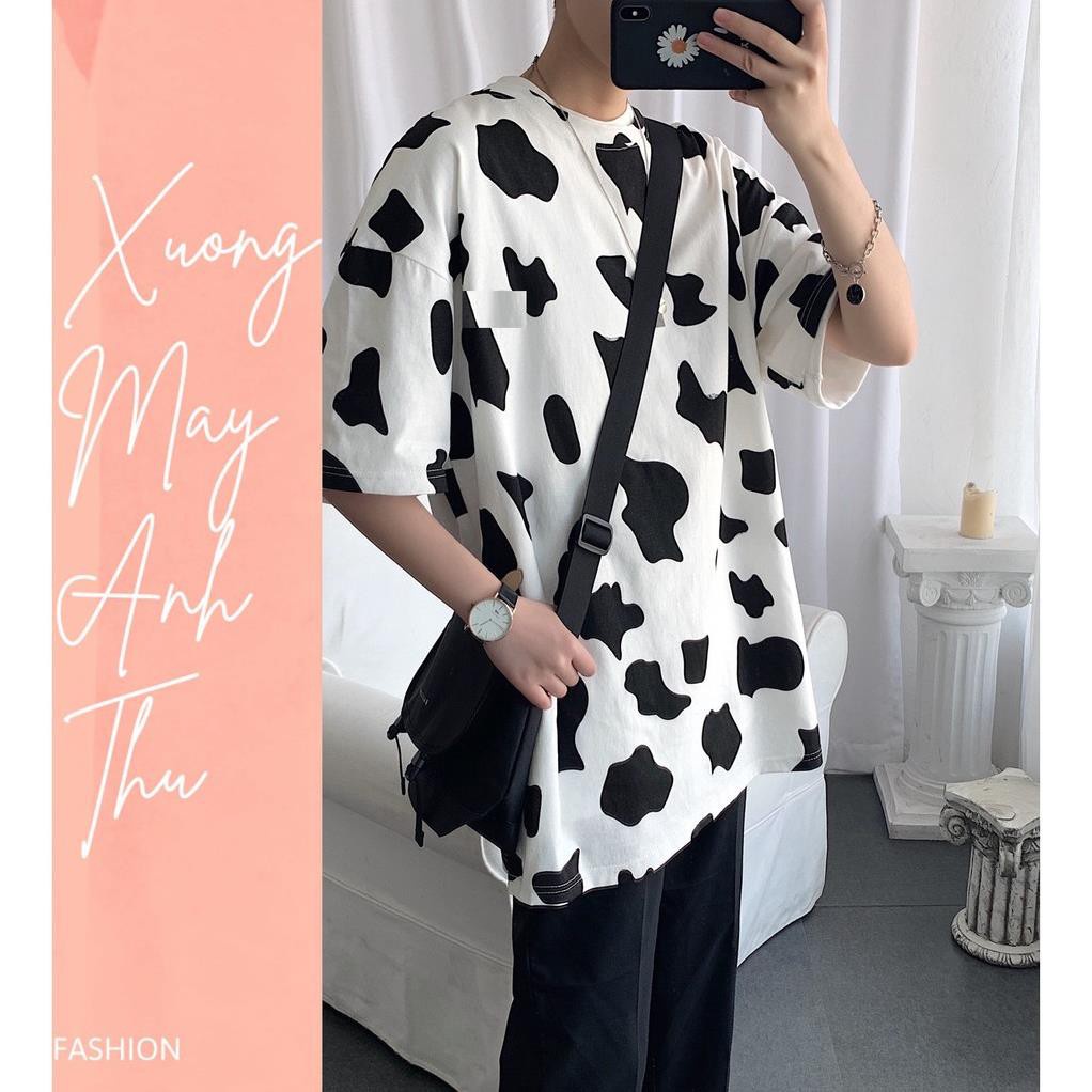 Áo phông trơn bò sữa unisex - Thun dáng rộng bigsize form giấu quần họa tiết loang màu nam nữ Ulzzang HOT  ྇  ྇  ྇