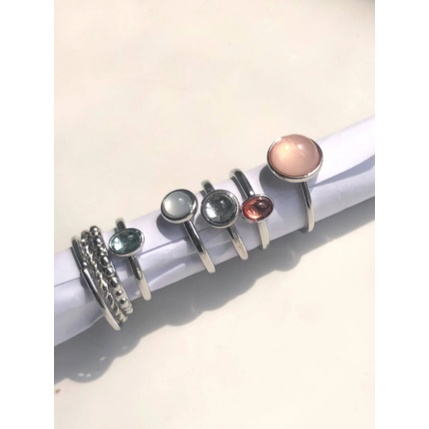 Set nhẫn hạt đá nhiều màu