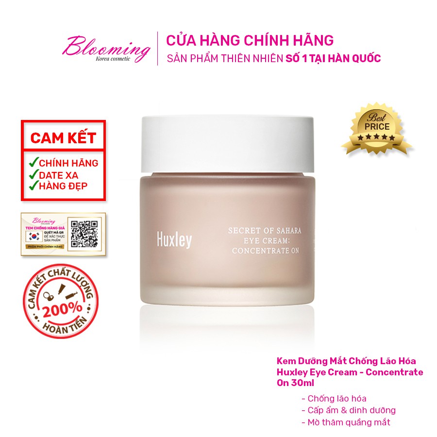 Kem Dưỡng Mắt Giảm Thâm, Chống Lão Hóa Huxley Eye Cream - Concentrate On 30ml