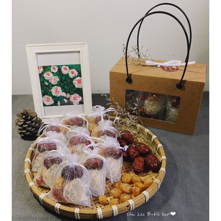 Set yến sào nguyên chất gồm yến viên hoa hồng kèm nguyên liệu Yến sào Nhà Zee