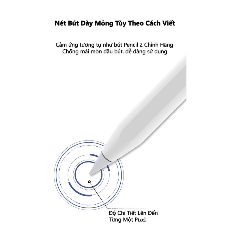 Bút Cảm Ứng Mẫu Pencil Gen 2 Cho iPad, Chức Năng Chống Chạm, Nét Nghiêng, Từ Tính Hút Chạm