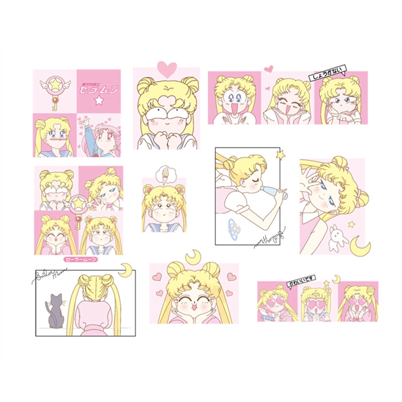 ❀ Sailor Moon Q-5 Diary Giấy và decal dán tường❀10Pcs/set Anime Beauty Album Scrapbooks Mixed DIY Decor Stickers ML07605