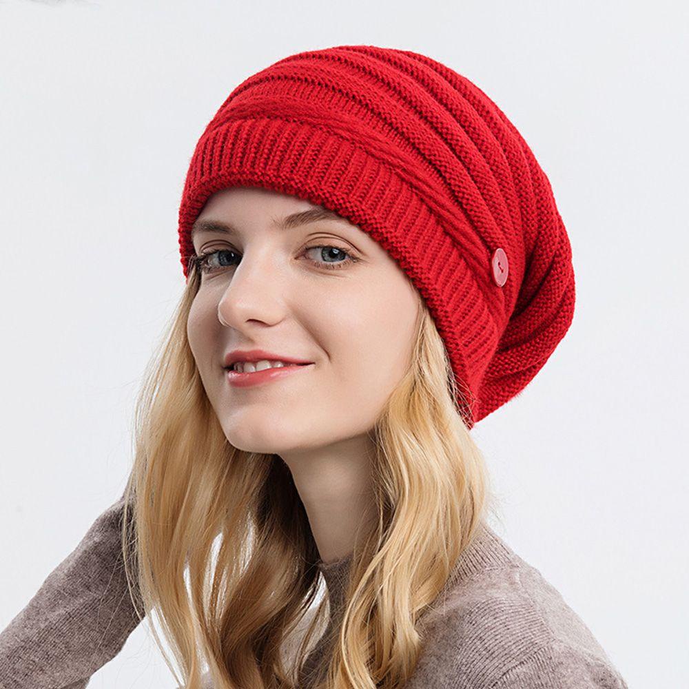 Yve Mũ Beanie Dệt Kim Co Giãn Màu Trơn Thời Trang Cho Nam / Nữ