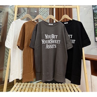 Áo thun cotton khô 3158 - bán sỉ bán lẻ - áo phông tay lỡ form rộng in chữ You Bet Your Sweet