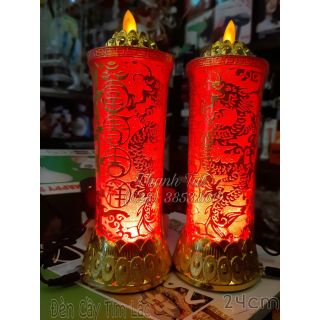 Bộ Đèn Cầy Thờ Tim Lắc 24cm