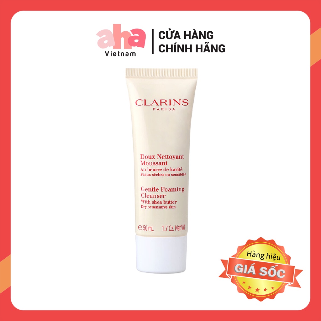 Sữa Rửa Mặt Cho Da Khô Và Da Nhạy Cảm Clarins Gentle Foaming Cleanser 30ML hoặc 50Ml