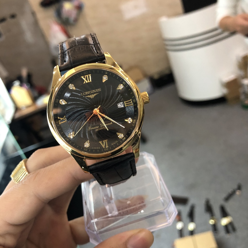 Đồng Hồ Nam longines Sapphire LG025 Mặt ĐEN Chống nước, Chống Xước TUYỆT ĐỐI