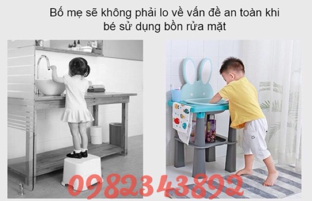 Bồn rửa mặt mini cho bé kèm van và ống sả nước , bộ tăng chiều cao 7cm