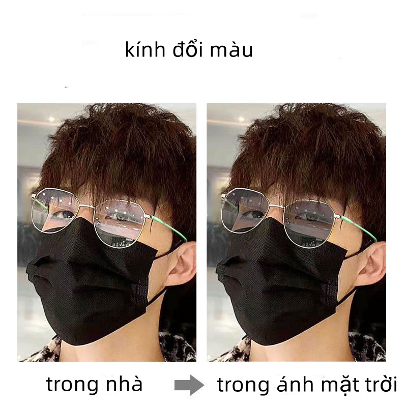kính đổi màu +mắt kính cận 0.5~6.0 ,Kính mắt  gọng tròn tròng đổi Màu chống ánh sáng xanh cho nam và nữ,kính nữ thời trang, Kính máy tính，gọng kính tròn kim loại cận nữ