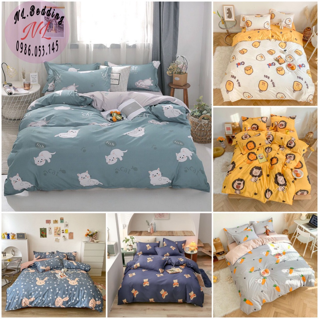 Bộ 5 Món Vỏ Chăn Ga Gối Cotton poly Hàn Quốc (được chọn mẫu)