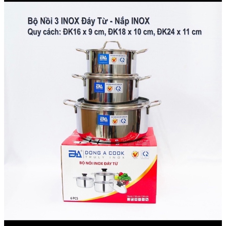 Bộ 3 nồi inox đông á chất lượng cao