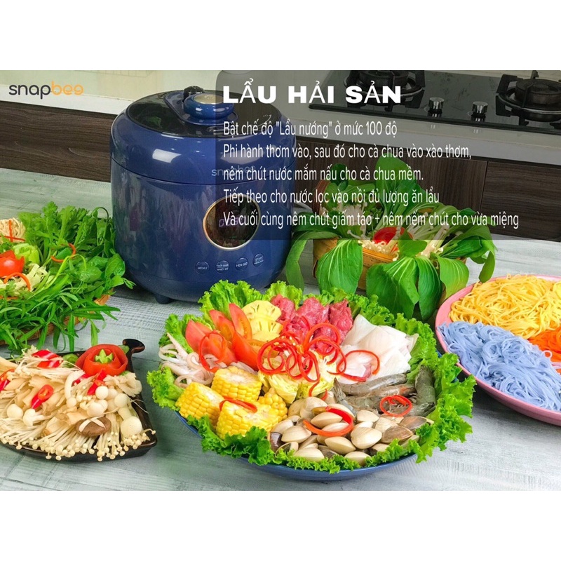 Nồi Áp Suất đa năng Snapbee Queen S45❤️Chính hãng BH 24 tháng❤️ 2 lòng nồi, tặng sách công thức