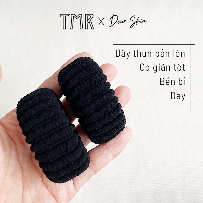 [Set 2] Dây cột tóc len gân TMR chính hãng bản lớn dày dặn màu đen thu hút
