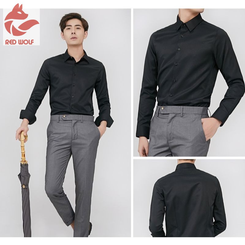 Áo sơ mi trắng nam, sơ mi xanh và đen chất lụa mịn, mềm | BigBuy360 - bigbuy360.vn