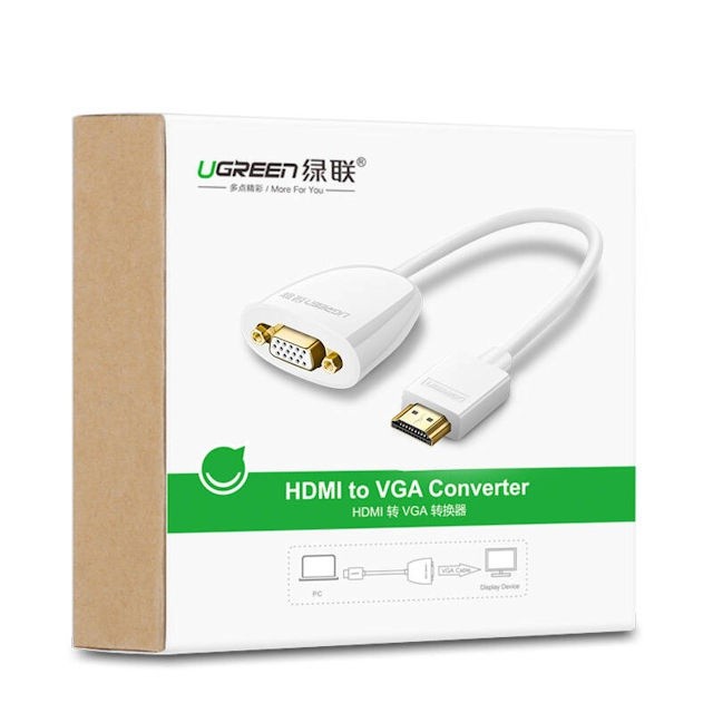 Cáp HDMI sang VGA không audio màu trắng chính hãng