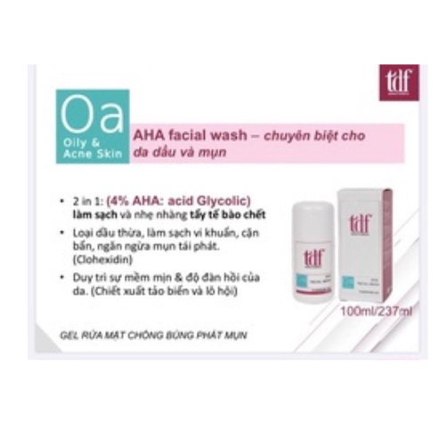 Sữa rửa mặt cho da dầu mụn TDF Metabiotic Facial Wash 100ml được bổ sung thêm men vi sinh có lợi cho da mặt.