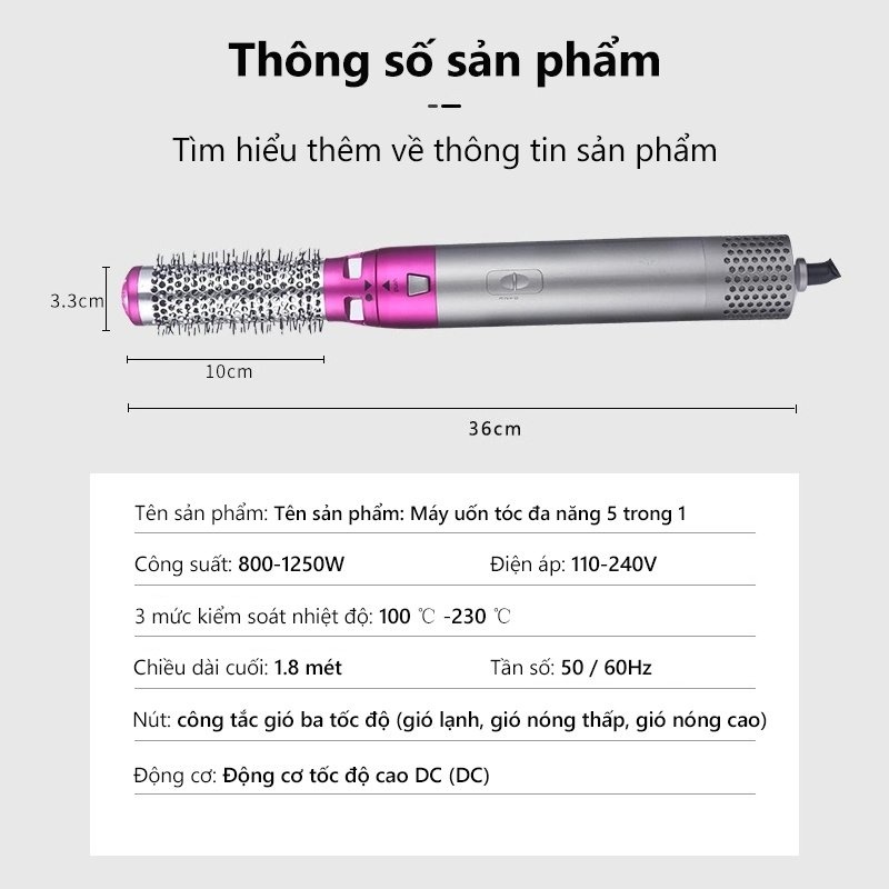 Máy uốn duỗi tóc kết hợp Lược chải tóc 5 trong 1 đa năng tiện dụng , Máy sấy tóc tạo kiểu tùy theo sở thích