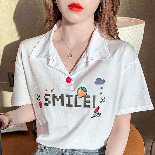 Áo Thun Tay Ngắn Dáng Rộng In Họa Tiết Thời Trang Mùa Hè 2022 Cho Nữ