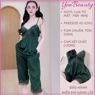 Đồ Bộ Lụa/Lanh/Satin Lửng Mặc Ở Nhà Nữ - Bộ Ngủ Nữ 2 Dây BabyDoll Mặc Nhà Mùa Hè, Nhiều Màu Dễ Thương, YENBEAUTY