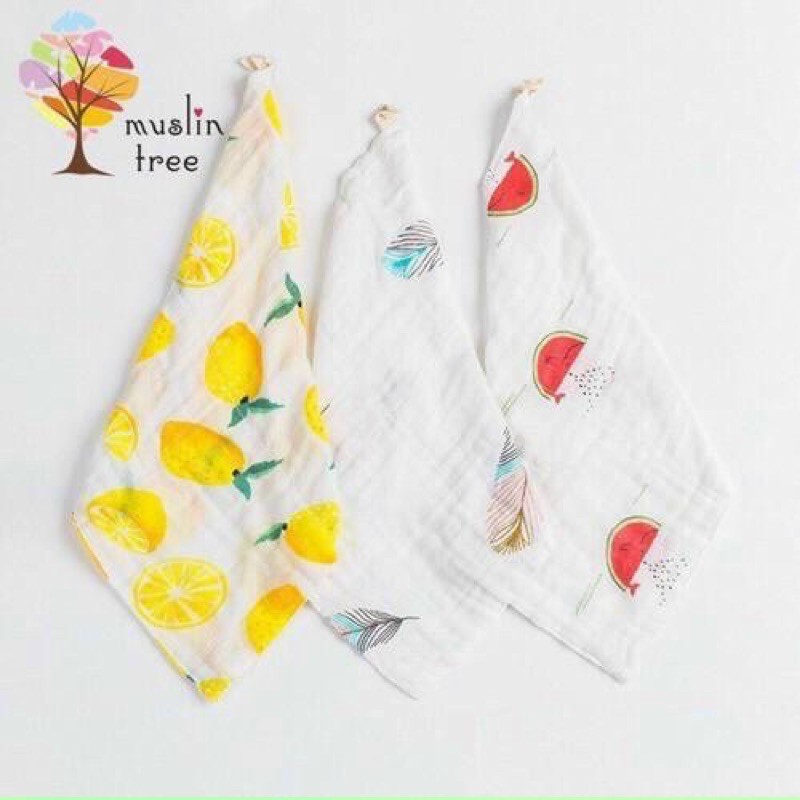 Khăn Sữa Sợi Tre Sơ Sinh Muslin Tree (1 set 3 chiếc)