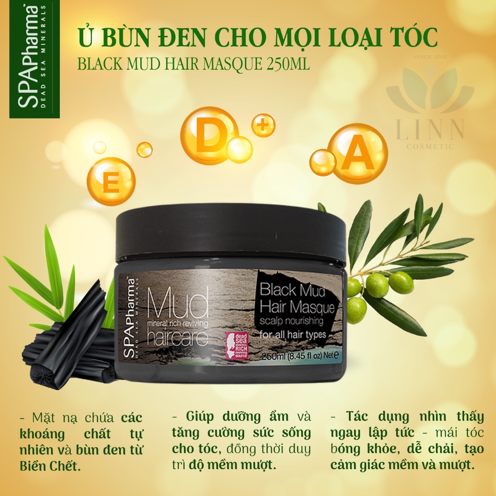 Mặt nạ ủ tóc bùn đen Spa pharma dành cho mọi loại tóc 250ml