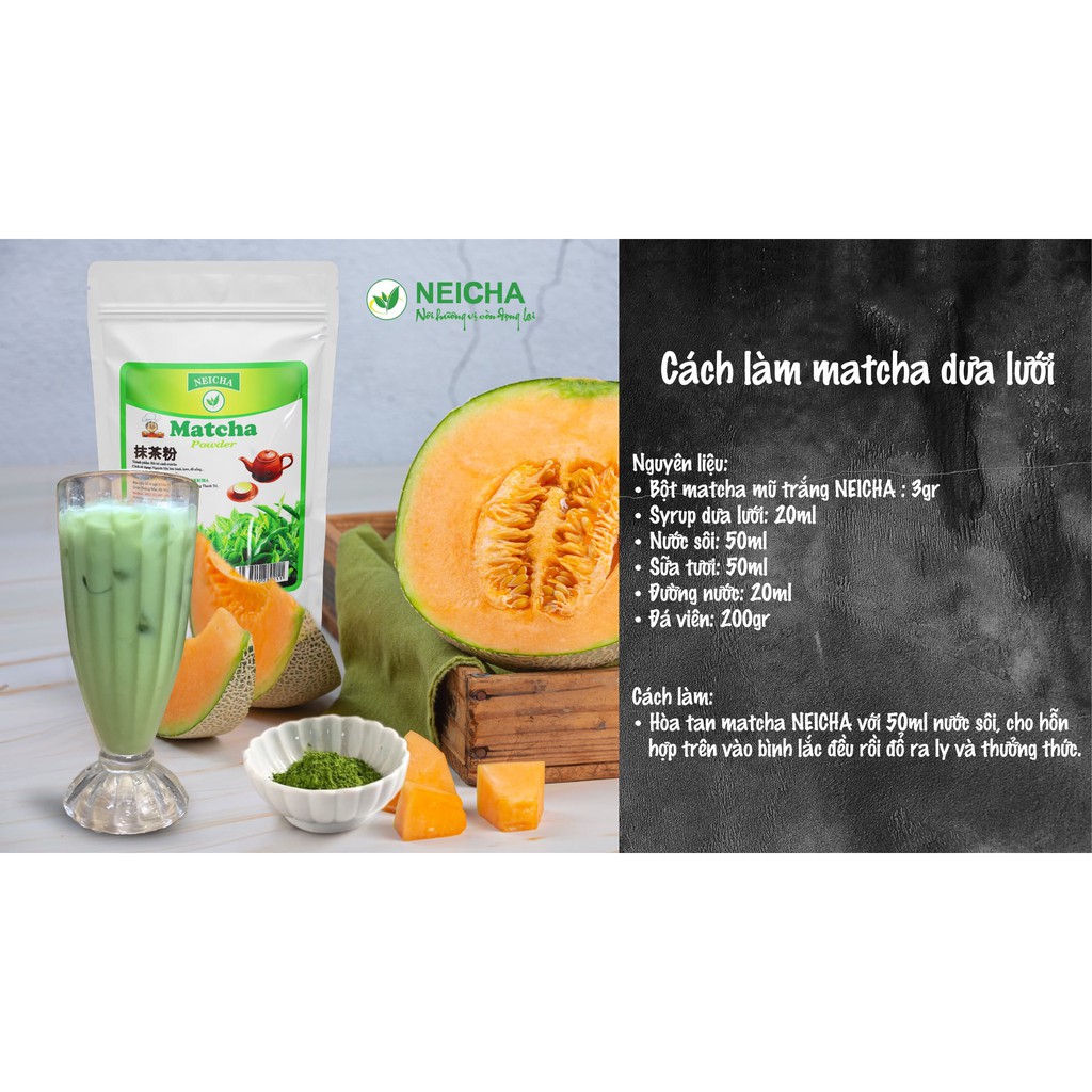 Bột Trà Xanh Matcha, Bột Matcha Mũ Trắng Đài Loan Cao Cấp Neicha ( 500G)