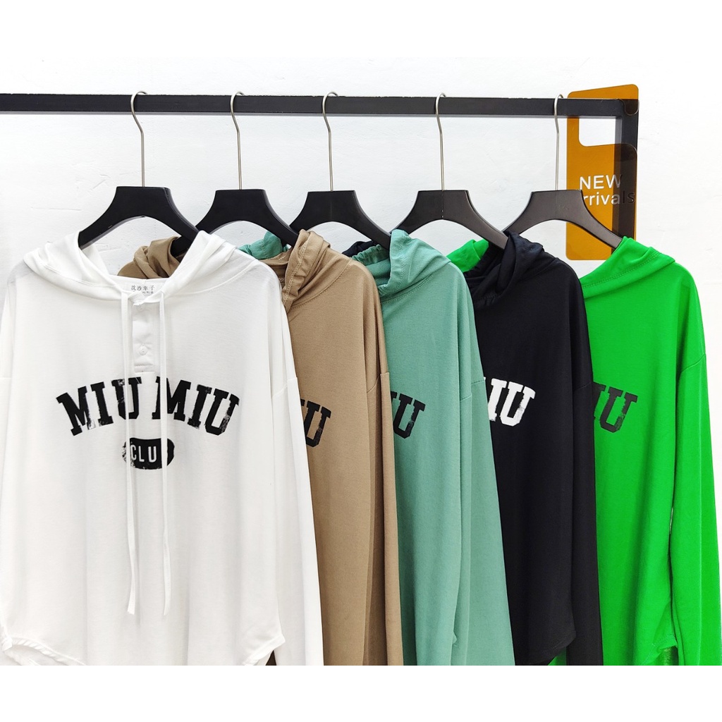 Áo khoác hoodie unisex form rộng MIUMIU 4 màu nam nữ Shynstores vải nỉ mỏng