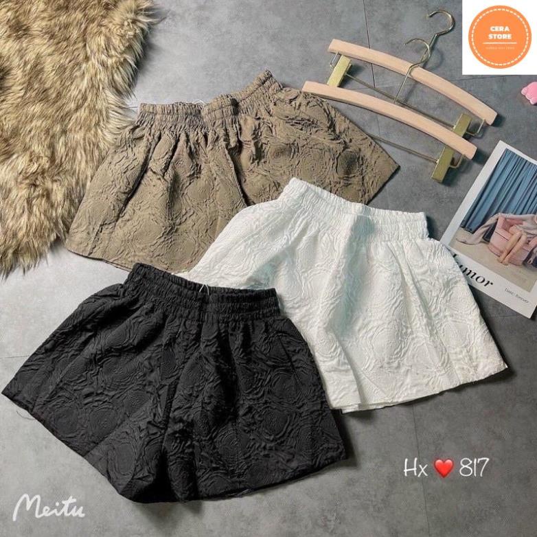 Quần Short Xốp Dập Nổi Siêu Hot-Sooc Ống Rộng Lưng Chun Cạp Cao In Hoa Nổi- Cera Store | BigBuy360 - bigbuy360.vn