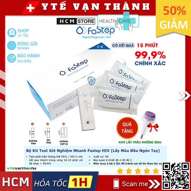 ✅ Bộ Kit Test Xét Nghiệm Nhanh Fastep HIV (Lấy Máu Đầu Ngón Tay) -VT0756