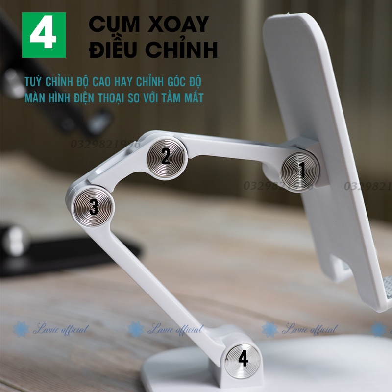 Giá đỡ điện thoại giá đỡ máy tính bảng cao cấp để bàn gấp gọn dùng livestream học online, xem phim