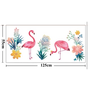 Tranh dán tường 3D Đôi chim hồng hạc [Size 125x55cm]