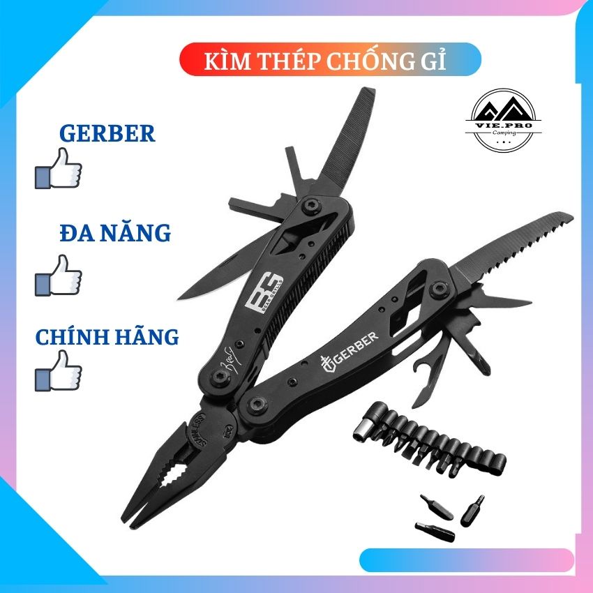 Kìm Đa Năng 13 Chức Năng Gerber - Kìm Thép Đen Chống Gỉ