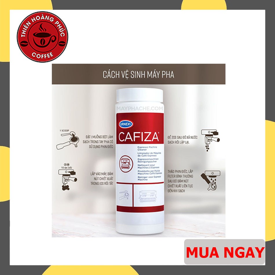 CAFIZA 2 Chính Hãng - Bột vệ sinh máy pha cà phê chuyên nghiệp  (900 gram) Urnex Mỹ