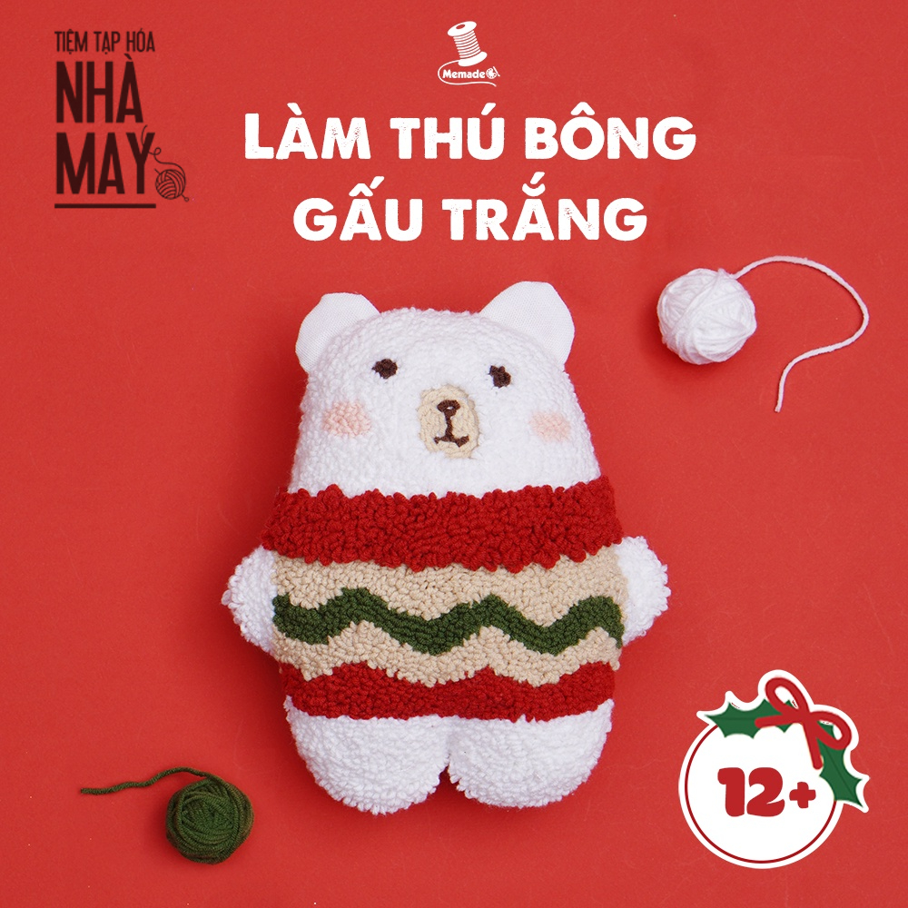 Bộ nguyên liệu làm gấu bông Tiệm tạp hóa nhà May dùng trong Thêu nổi - Punch Needle