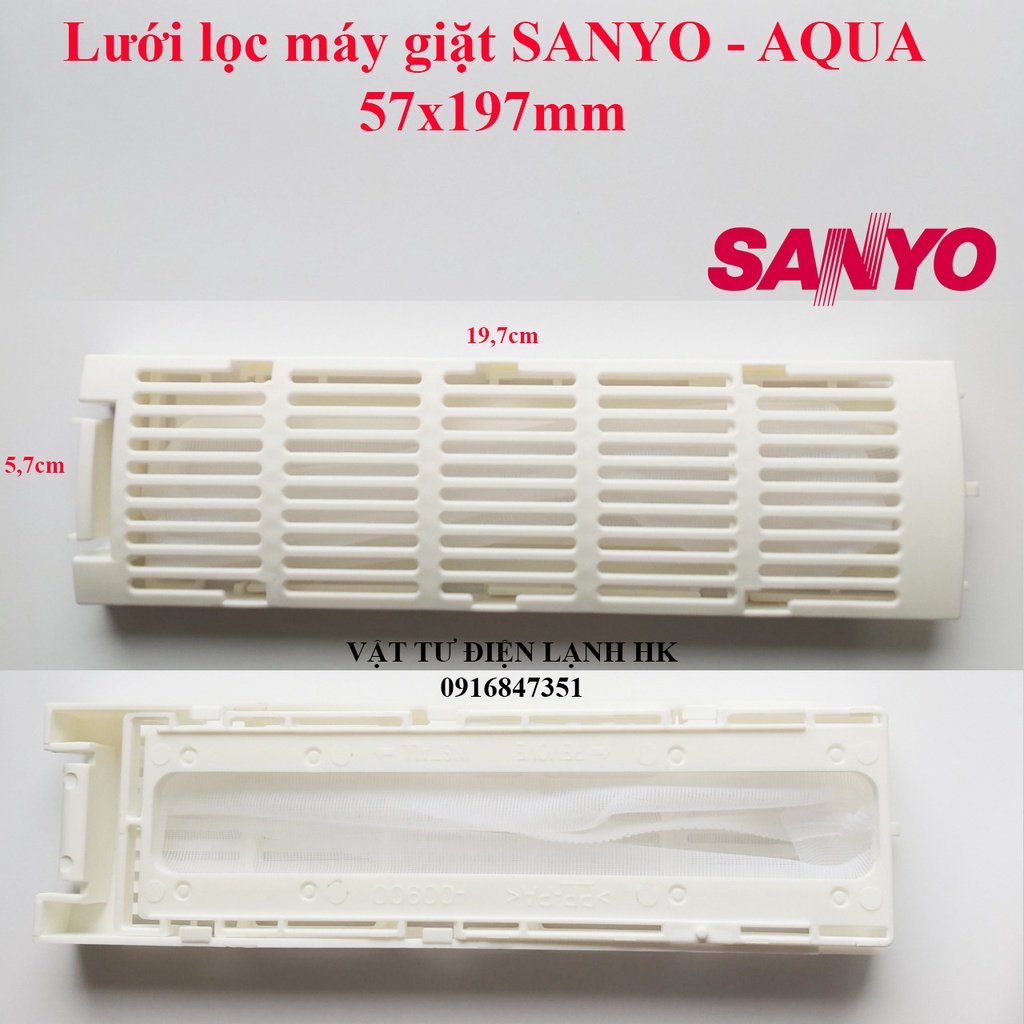 Túi lọc rác máy giặt Sanyo 57x197mm lưới lọc sơ vải mg Sanyơ