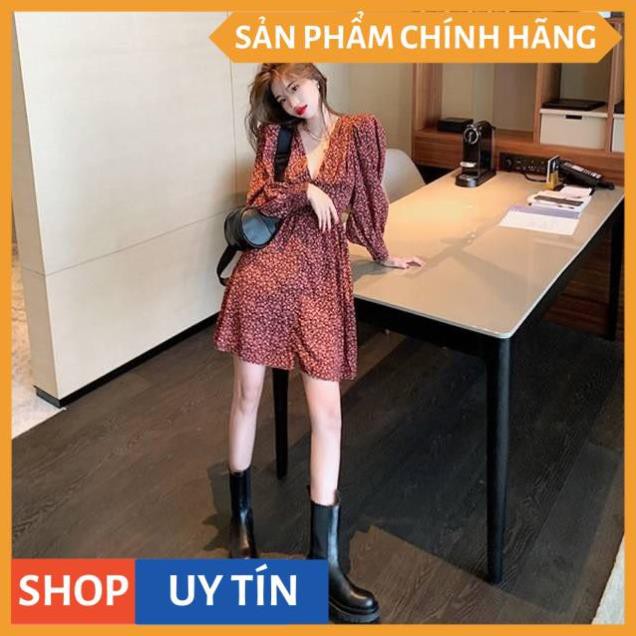 Đầm hoa xòe tay dài phồng nhẹ, cổ V xinh yêu, dự tiệc đi chơi bao đẹp sang sảnh cao cấp - Thời Trang VADA - D234 | BigBuy360 - bigbuy360.vn