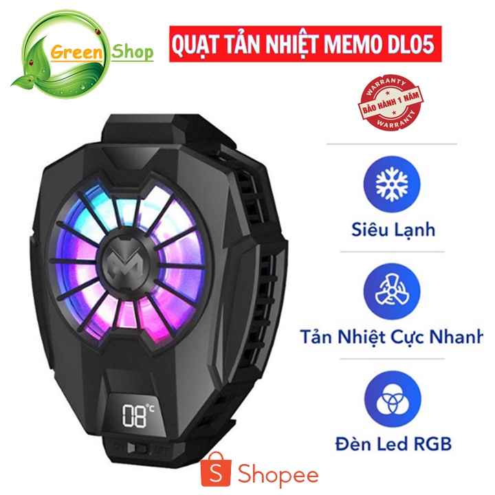 Quạt tản nhiệt điện thoại MEMO DL05 - DL06 làm mát bằng sò lạnh siêu mát, có màn hình hiển thị nhiệt độ