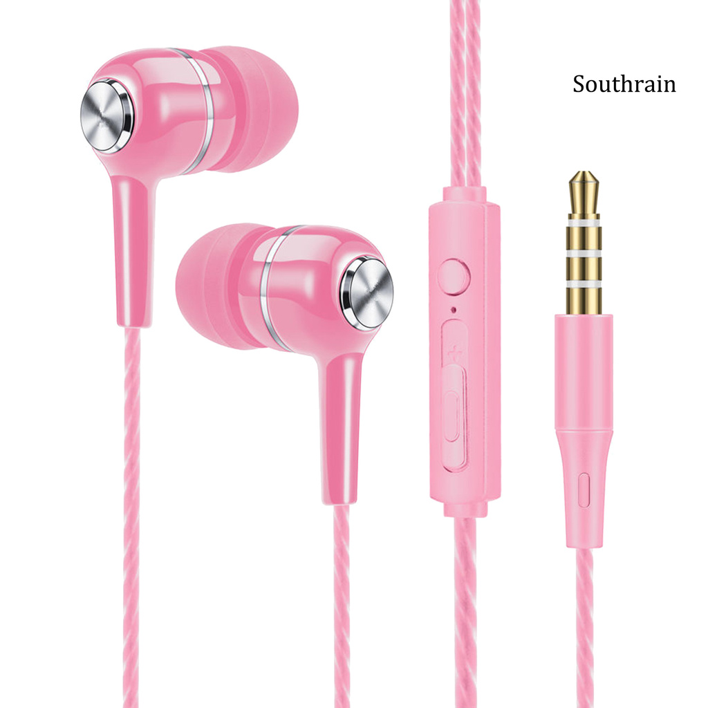 Southrain Wired Microphone Earphones Heavy Bass In-ear Universal Mobile Phone Game Earplug