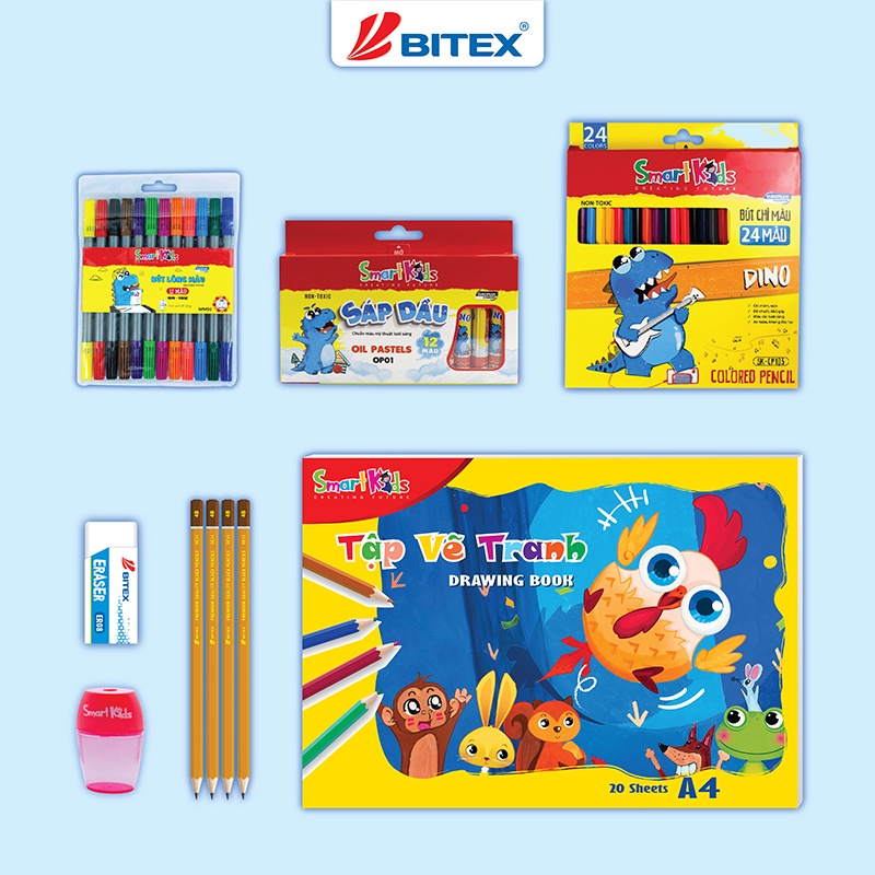 Bộ dụng cụ mỹ thuật Smartkids dành cho bé tiểu học lớp 1 đến lớp 5