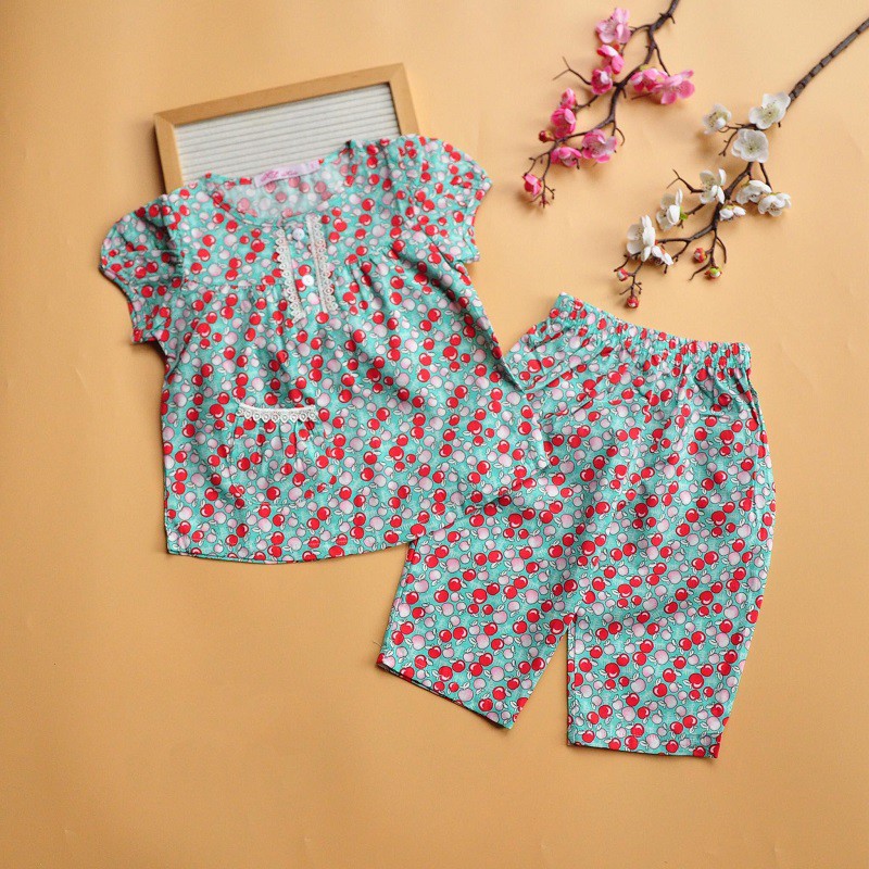 Đồ bộ pijama cho bé gái lửng cánh tiên vải kate nhiều hình đẹp 12 đến 32kg