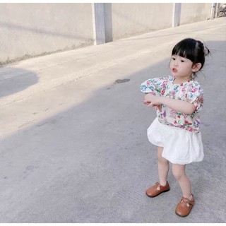 Bộ quần áo cho bé gái áo hoa xinh