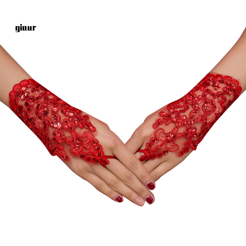 Găng tay ren hở ngón thanh lịch cho nữ