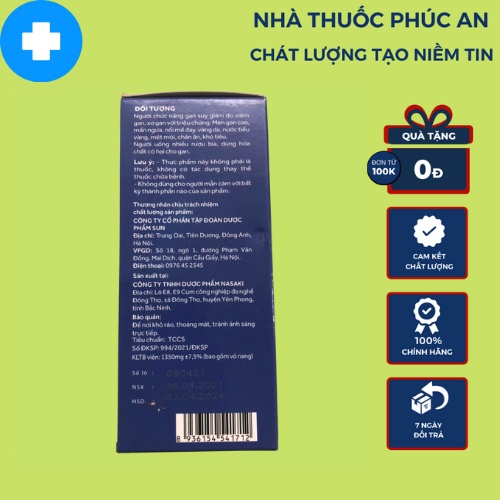 Viên uống hạ men gan, xơ gan, men gan cao, đào thải độc tố do bia rượu,hoá chất, thuốc tây dài ngày- SUNLY DETOX