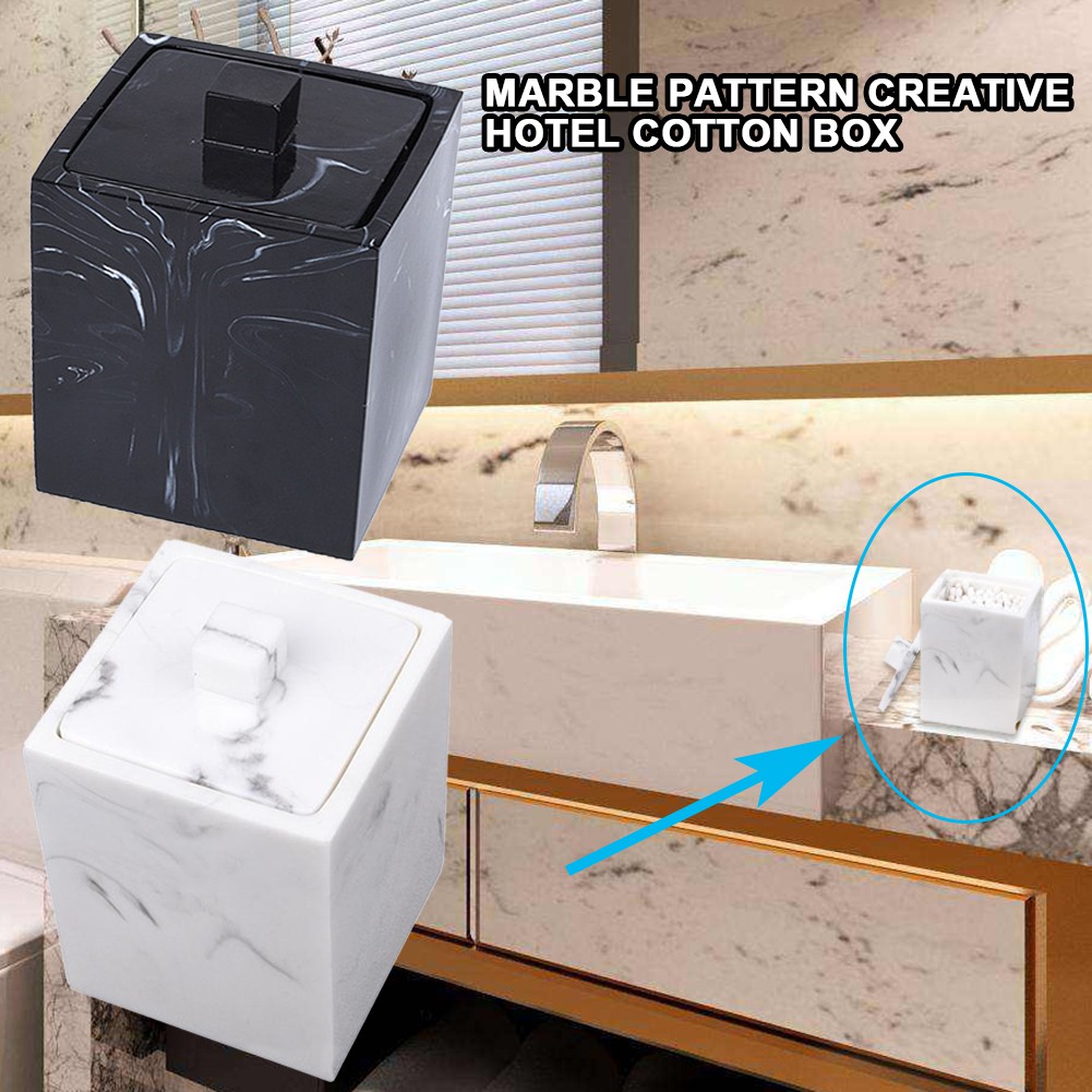 Hộp Đựng Tăm Bông / Bông Tẩy Trang Bằng Resin Kết Cấu Độc Đáo Giá Đỡ