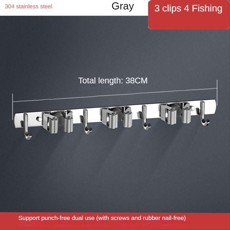 Móc kẹp giữ cây lau nhà chổi XINKUNLON dán tường chịu lực tốt chống thấm nước đa năng tiện lợi