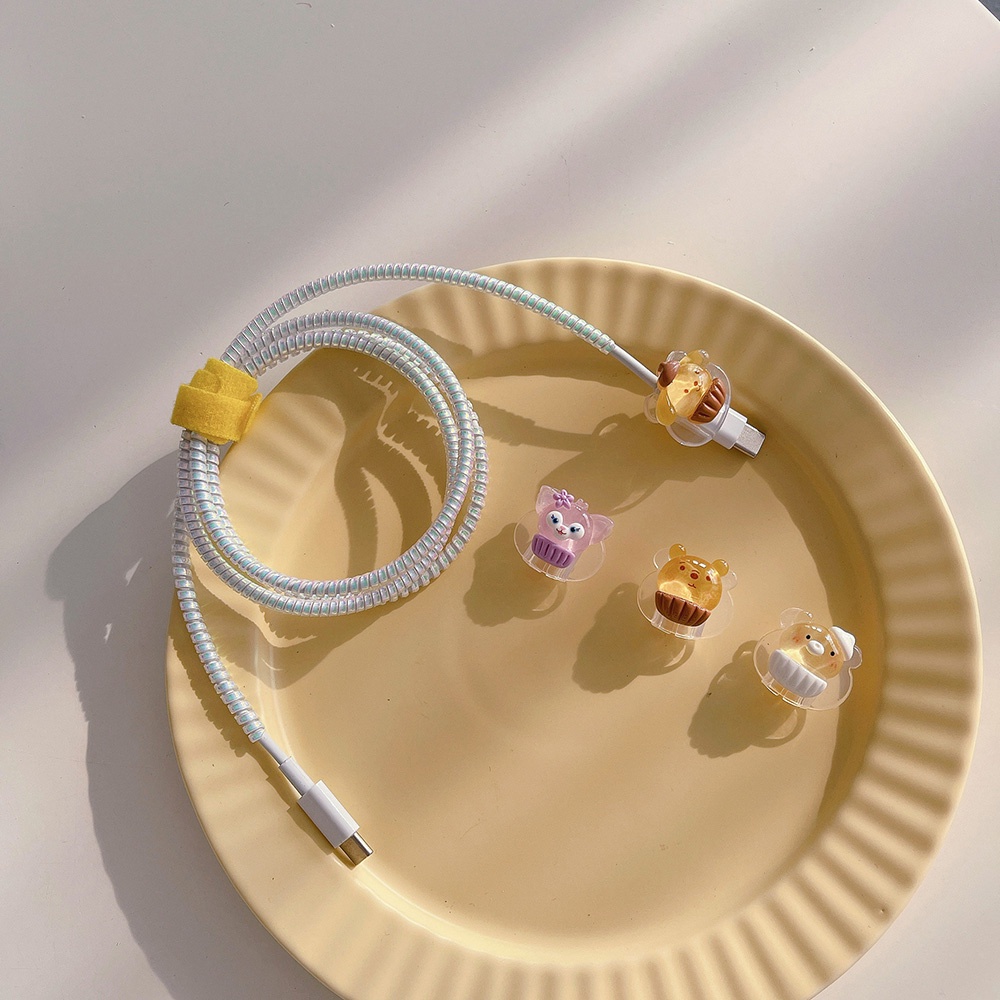 1 Phụ Kiện Bảo Vệ Cáp Sạc USB Trong Suốt Hình Gấu Kuromi Cinnamoroll