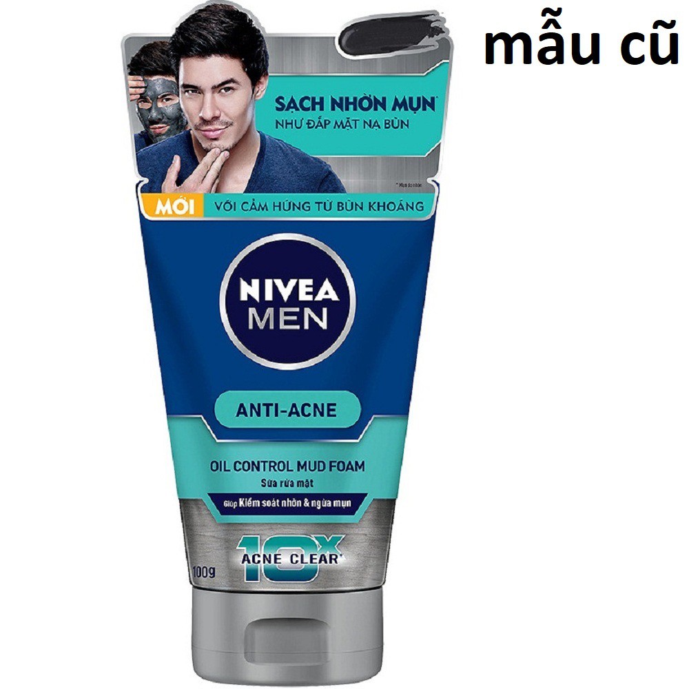 Sữa Rửa Mặt Nam Nivea 100g Kiểm Soát Nhờn và Ngừa Mụn 100% chính hãng.