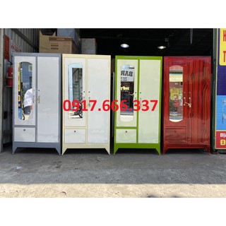Tủ sắt sơn dầu 2 cánh đựng áo quần nhiều màu  cao 1m8x90cm giá rẻ