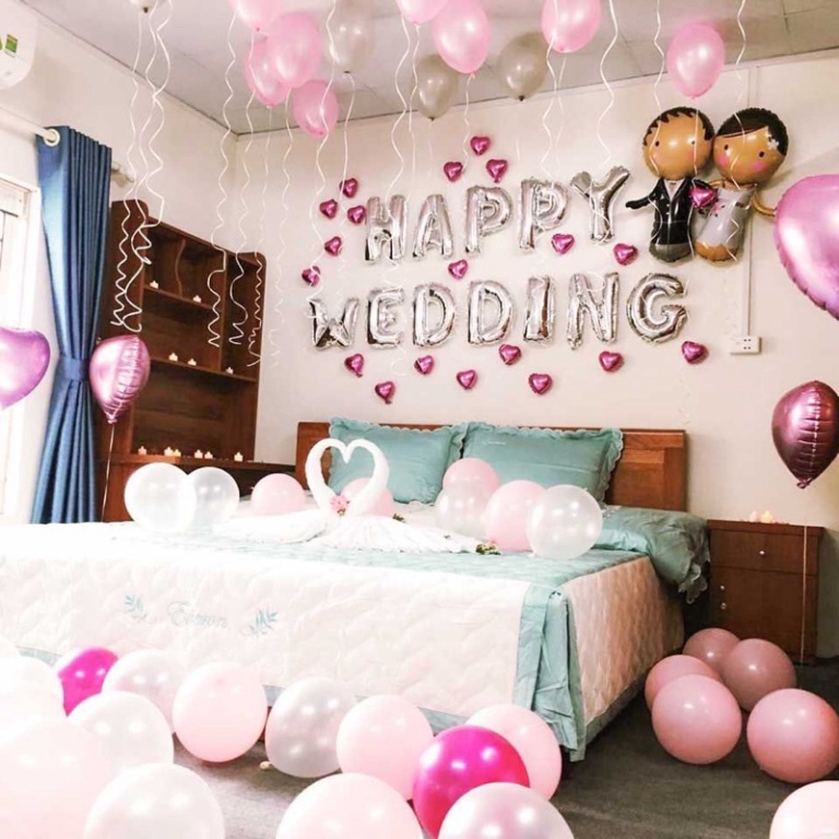 (freeship)( y hình size to)  Bóng Trang Trí Cô Dâu, Chú Rể Phòng Cưới