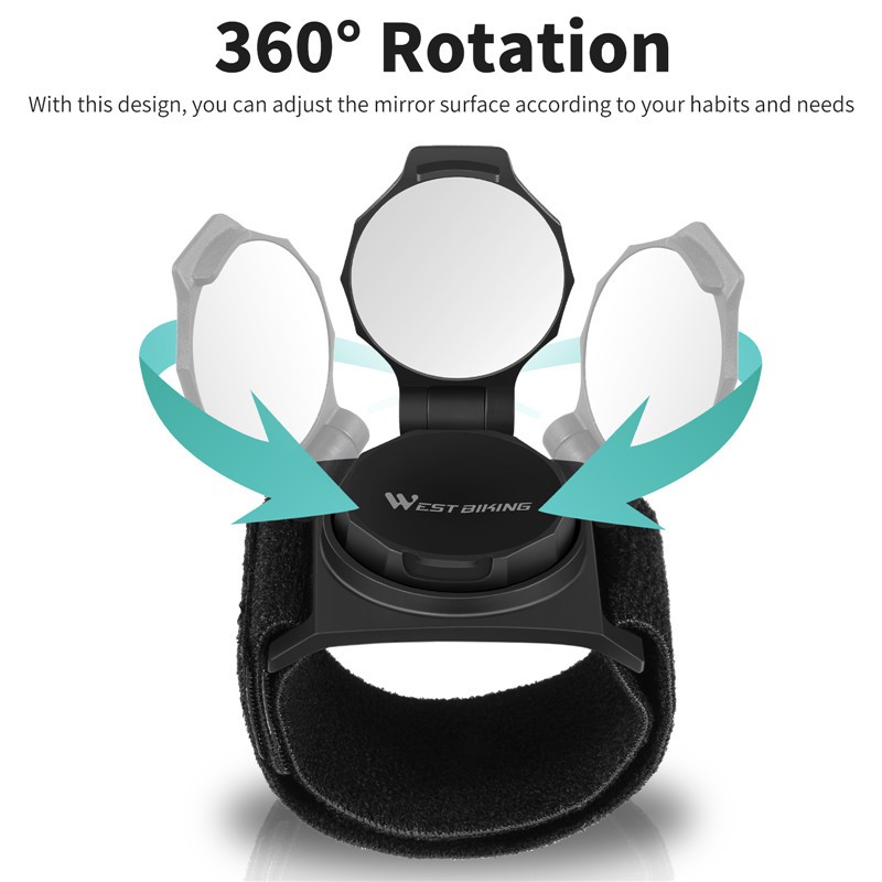 Gương chiếu hậu WEST BIKING xoay 360 độ đeo tay an toàn tiện dụng khi đạp xe